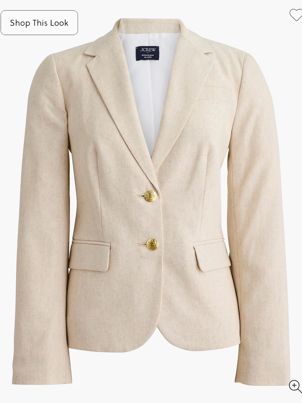 NEW J. Crew Beige Linen-Blend Schoolboy Blazer, Size 4